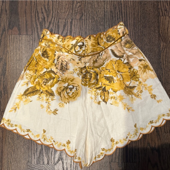 Zimmermann Yellow Floral High Waist Shorts - Picture 4 of 5